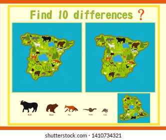 Finding the differences on the map of Spain