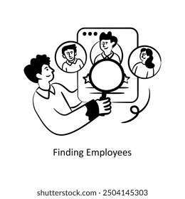 Finding Employees vector outline style Design Vector Stock illustration. 