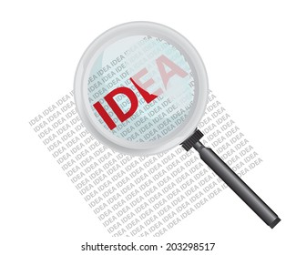 Finding For Idea with Magnifying Glass Concept Vector