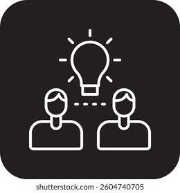 Finding Idea Meeting icon with black filled line style. solution, concept, innovation, creative, bulb, light, lamp. Vector illustration