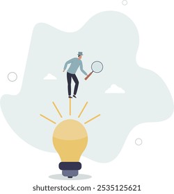 Encontrar ideia, solução ou busca de nova oportunidade, descobrir nova ideia de invenção, criatividade, inovação ou curiosidade concept.flat design com as pessoas.