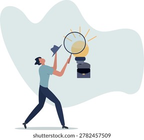 Finding idea, solution or search for new opportunity, discover new invention idea, creativity, innovation or curiosity concept.person's life situation and his activities.