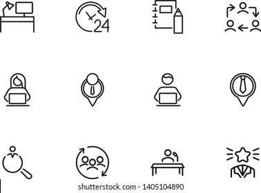 Finding job line icon set. Best worker, employee, workplace. Human resource concept. Can be used for topics like office, staff, personnel