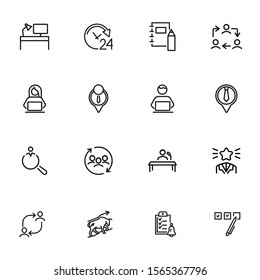 Finding job line icon set. Best worker, employee, workplace. Human resource concept. Can be used for topics like office, staff, personnel