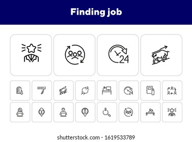 Finding job line icon set. Best worker, employee, workplace. Human resource concept. Can be used for topics like office, staff, personnel