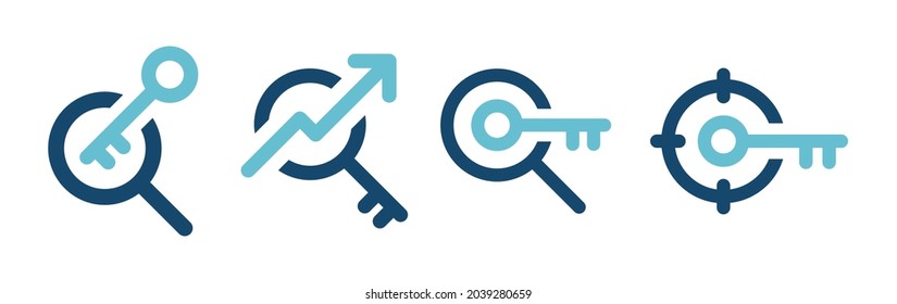 Finding key icon. Keyword symbol. Target key vector illustration