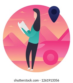 Finding location flat illustration vector