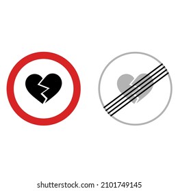 Concepto de amor, señalización de tráfico con corazón y flecha, ilustración vectorial