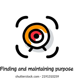 Finding And Maintaining Purpose Scribing, Sketchnoting Visual Note Icon. Minimal Vector Illustration. Editable Outline, Color, Shadows. Infographics Doodle Symbol Easy To Redraw By Hand