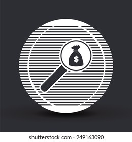 Finding a money bag. Dollar icon. Flat style. Made in vector