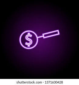 finding money neon icon. Elements of finance and chart set. Simple icon for websites, web design, mobile app, info graphics