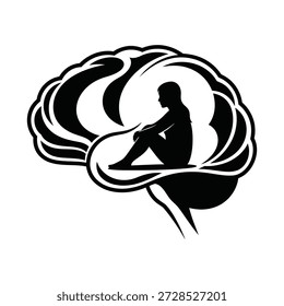 Finding Peace Within the Mind silhouette vector illustration