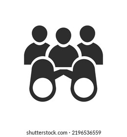 Finding people icon. Binoculars and people. Monochrome black and white symbol