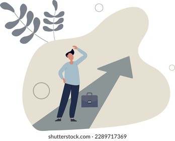 Finding purpose, objective and motivation to achieve goal, existential crisis to discover life meaning, challenge to define business target concept.flat vector illustration.