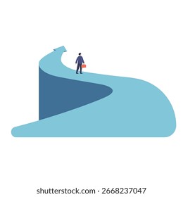 Encontrar propósito, objetivo e motivação para alcançar o objetivo, desafio para definir o conceito de alvo de negócios, empresário confuso visando a ilustração de vetor de seta de propósito futuro.