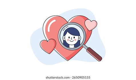 Finding the right partner love search and relationship discovery illustration