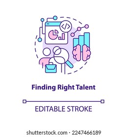 Finding right talent concept icon. Employees hiring. Data science challenge abstract idea thin line illustration. Isolated outline drawing. Editable stroke. Arial, Myriad Pro-Bold fonts used