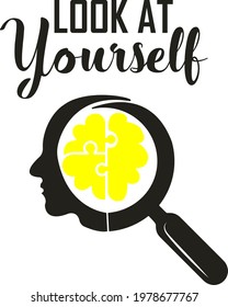 finding self Personal growth or growing plant from the brain Hand Lettered Quote
Modern Calligraphy  vector illustration