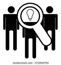 Finding smart person. Human resources concept. Recruitment for companies. Search job vacancy icon. Hire person. Find people icon.