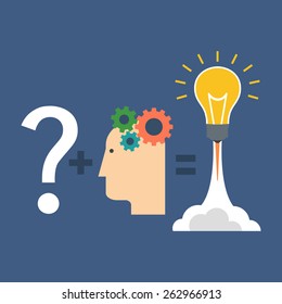 Finding solution, innovation concept. Colorful flat design icon.  Vector illustration