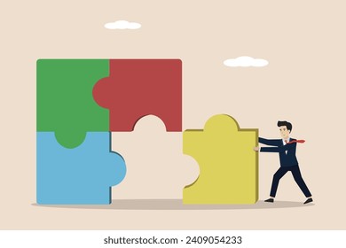 Finding a solution or finding the last missing piece to complete a job or business leadership mission, entrepreneurs find the missing piece of the puzzle.