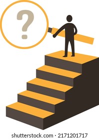 Finding solution to problem. Question mark. Cartoon flat vector illustration isolated on white background.