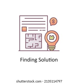 Encontrar la ilustración de diseño de iconos de esquema rellenados del vector de la solución. Símbolo de asociación empresarial sobre archivo EPS 10 de fondo blanco