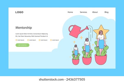 Finding your way in life web or landing. Diverse character personal development and career paths. Improvement and growth, resilience and self-awareness. Soft skills. Flat vector illustration.