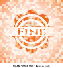Fine abstract orange mosaic emblem with background