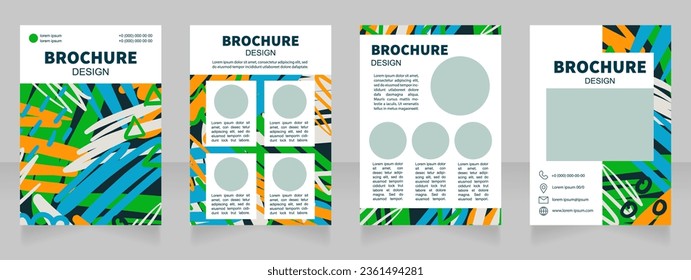 Fine art magazine blank brochure design. Template set with copy space for text. Premade corporate reports collection. Editable 4 paper pages. Source Sans, Myriad Pro, Arial fonts used