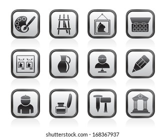 Fine art objects icons - vector icon set