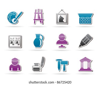 Fine art objects icons - vector icon set