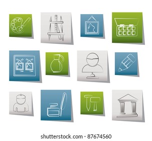Fine art objects icons - vector icon set