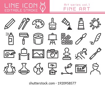 Fine Art Vector Icon Set.  Editable Line Stroke.