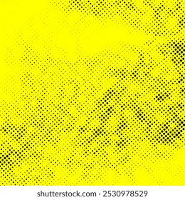 Fine black polka dot abstract retro texture over yellow background. Vector illustration