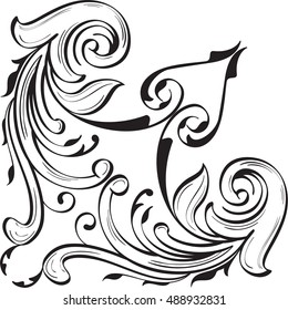 Fine corner art luxury swirl element on white