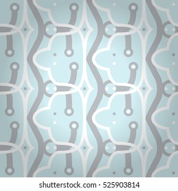 Fine decorative seamless pattern background in liner style. Contemporary tracery. Intricate medley repeatable backdrop. Shining, symmetrical design for game, ads, web or other purpose.