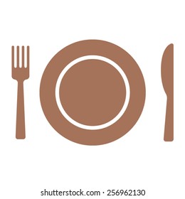 Fine dining or restaurant dining flat vector icon with plate, fork and knife for food apps and websites