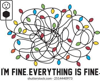 I'm Fine Everything Is Fine Popular Christmas Lights T shirt Design