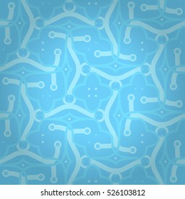 Fine fancy blue seamless pattern background in labyrinth style. Complex medley repeatable backdrop. Actual texture. Vivid, symmetrical design for game, wallpaper, fabric or other purpose.