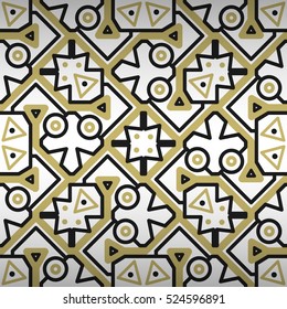 Fine fancy seamless pattern background in tribal style. Vivid, symmetrical design for fabric, banner, textile or other purpose. Smooth medley repeatable backdrop. Actual design.