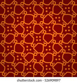 Fine fancy seamless pattern background in avant-garde style. Colored, graphical design for carpet, fabric, packing-paper or other purpose. Contemporary tracery. Flat puzzle repeatable backdrop.