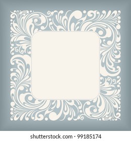 fine floral square frame, vector illustration