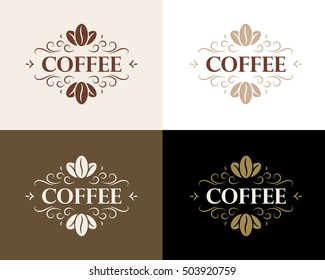 Excelente y lujoso emblema de café caligráfico, diseño, plantilla, etiqueta. Logo vectorial de café vintage (símbolo) para café, restaurante, tienda, etc.