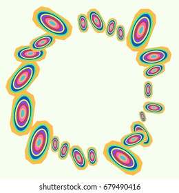 Fine frame with abstract elements. Items placement radially. Background is pale green. Template for writing.