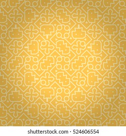 Fine geometric seamless pattern background in primitive style. Entangled puzzle repeatable backdrop. Vivid, symmetric design for fabric, surface, textile or other purpose. Modern tracery.