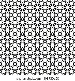 Fine geometric vector pattern with oriental elements. Seamless grill for wallpapers and backgrounds. Black and white ornament