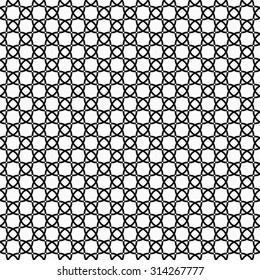 Fine geometric vector pattern with oriental elements. Seamless black and white ornament with grill for wallpapers and backgrounds