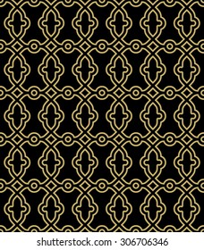 Fine geometric vector pattern. Seamless golden grill for wallpapers and backgrounds