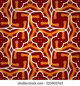 Fine geometrical seamless pattern background in labyrinth style. Smooth mosaic repeatable backdrop. Colorful, graphic design for carpet, wallpaper, curtain or other purpose. Retro design.